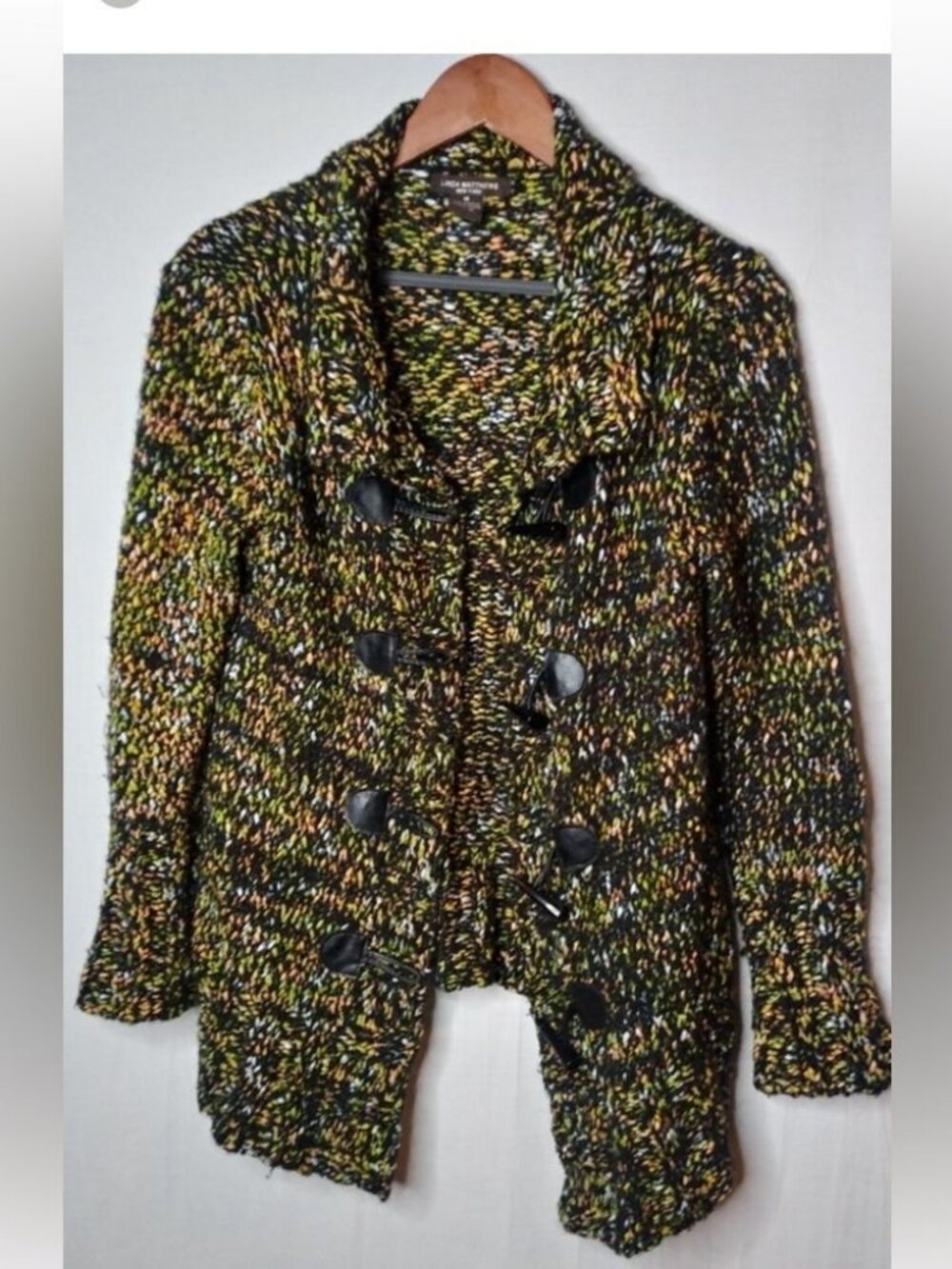 Linda Matthews NY Woven Multi Color Cardigan M